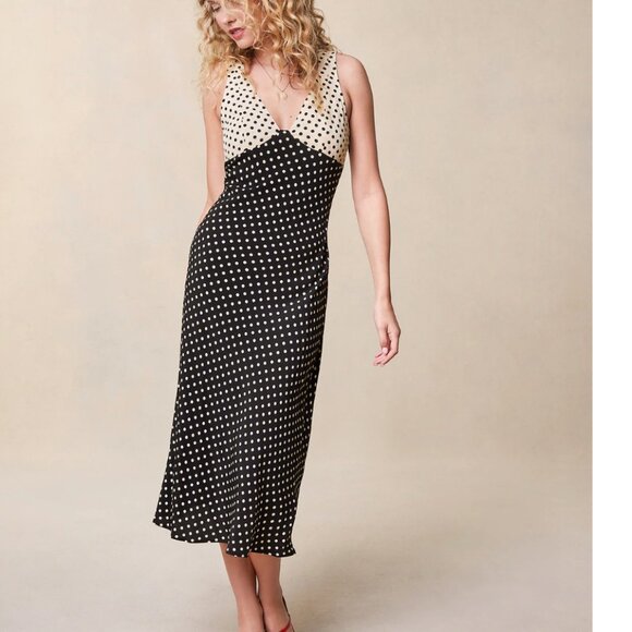 SOLD NOT FOR SALE - ROUJE ALOIS DRESS MIDI FLARED DRESS WITH POLKA DOT PRINT 36 - Picture 3 of 7